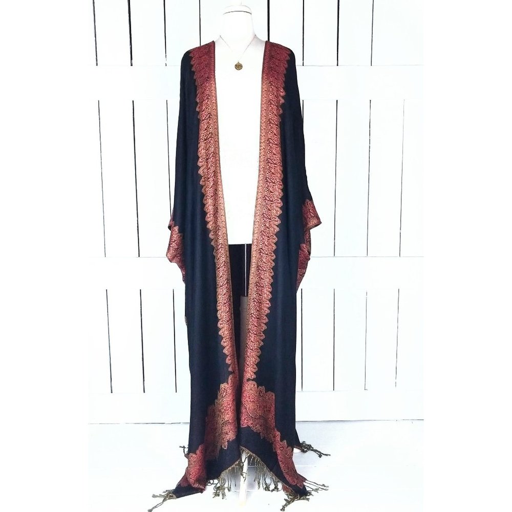MAXI pashmina fringe kimono cover up cardigan jacket